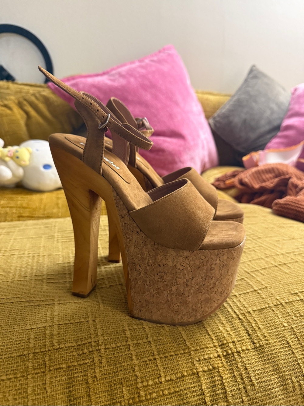 Jeffrey Campbell Platform Cork Heel Sandals - Brown